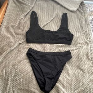 So piece high waist black bikini top Sz L bottom Sz M